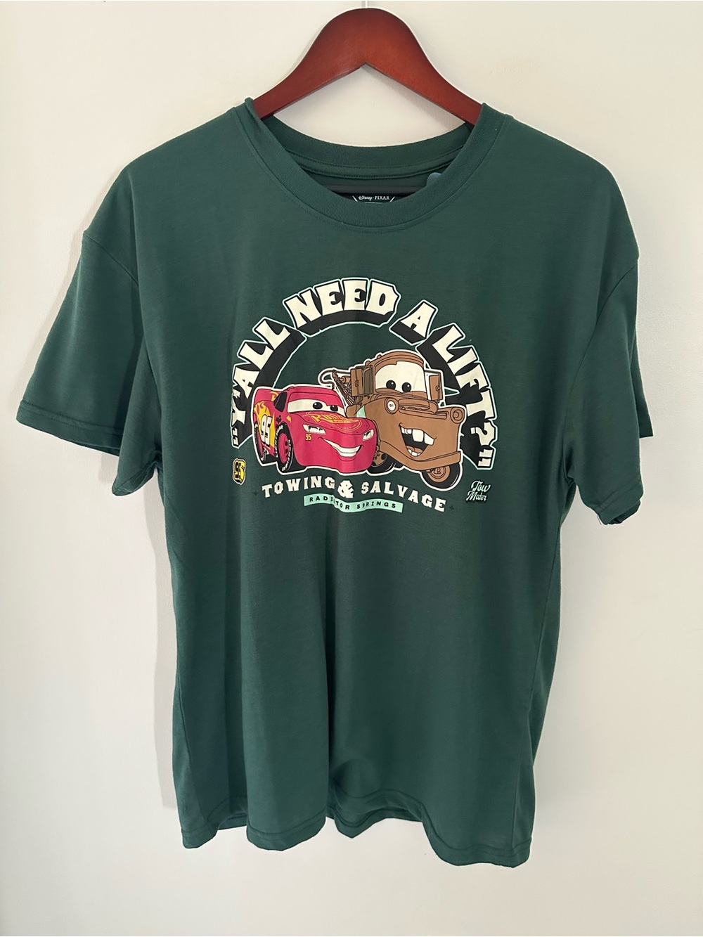 Disney Pixar Cars Mater Graphic Tee - Forest Green New with tags